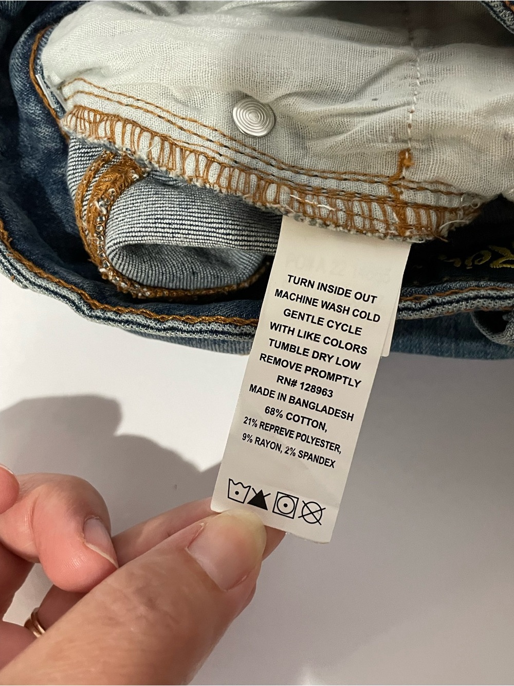 Indigo Rein Mid- Rise Distressed Blue Denim Shorts - Picture 11 of 12